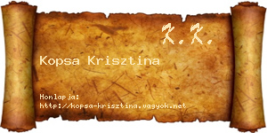 Kopsa Krisztina névjegykártya